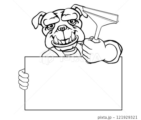Window Cleaner Bulldog Car Wash Cleaning Mascot 121929321