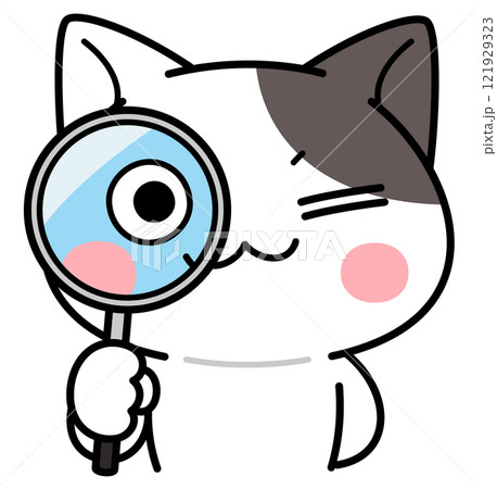 虫眼鏡を覗く猫＜上半身＞ 121929323