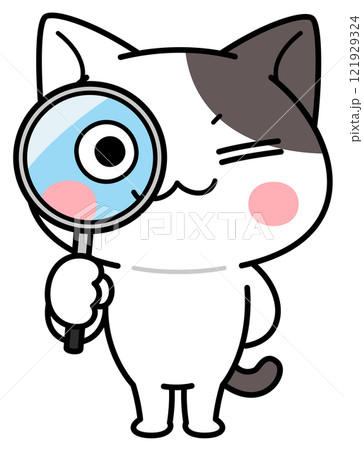 虫眼鏡を覗く猫<全身> 虫眼鏡を覗く猫<全身> 121929324