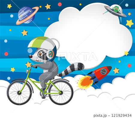 Space Adventure with Biking Raccoon 121929434