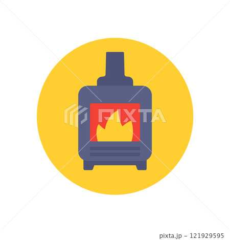 pellet stove icon, flat vector design pellet stove icon, flat vector design 121929595