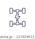 Electric chassis icon, EV car platform line vector 121929612