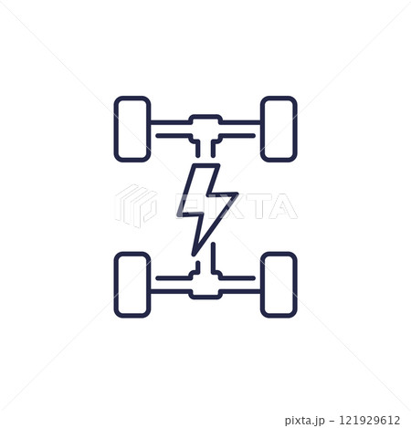 Electric chassis icon, EV car platform line vector Electric chassis icon, EV car platform line vector 121929612