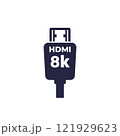 HDMI 8k cable icon on white, vector 121929623