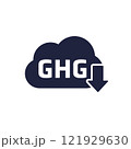 GHG reduction icon, reduce greenhouse gas vector 121929630