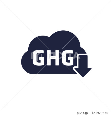 GHG reduction icon, reduce greenhouse gas vector 121929630