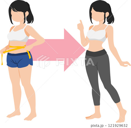 ダイエットする女性のイラスト 121929632