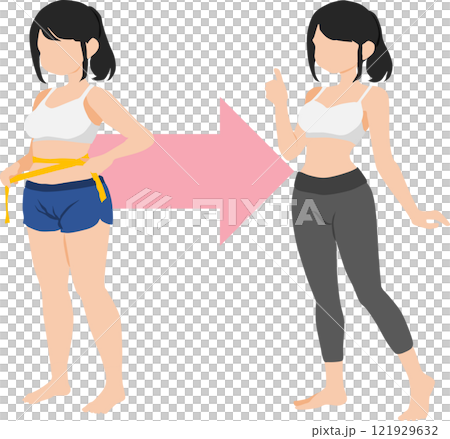 ダイエットする女性のイラスト 121929632