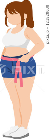ダイエットする女性のイラスト ダイエットする女性のイラスト 121929639