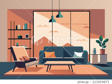 Modern living room interior with furniture.Cozy Living room interior. 121929871
