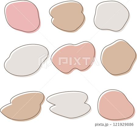 ニュアンスカラーの版ずれ風流体シェイプのイラストセット 121929886