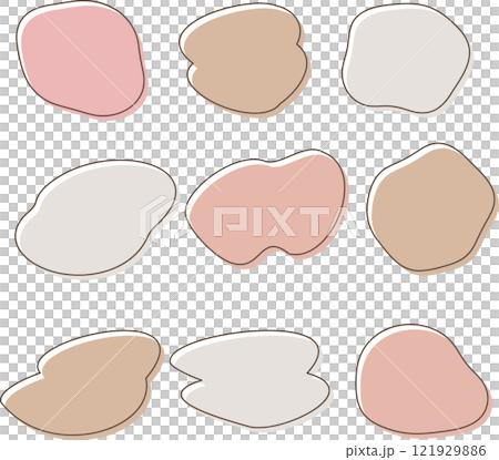 ニュアンスカラーの版ずれ風流体シェイプのイラストセット 121929886