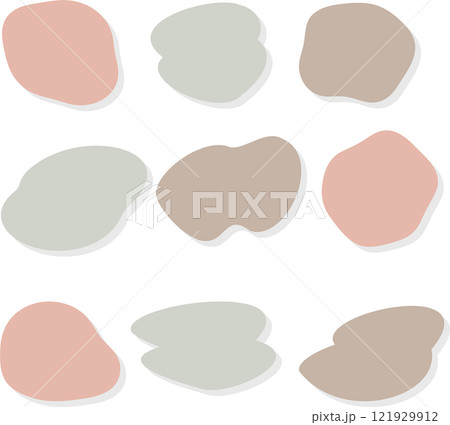 ドロップシャドウ付きのニュアンスカラーの流体シェイプのイラストセット 121929912