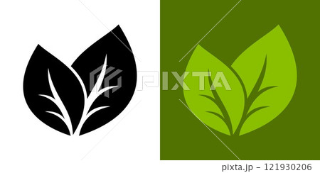 Green leaf icon. Leaves icon on isolated background. Design elements for natural, eco, vegan, bio labels. Vegan, 100 per cent organic 121930206