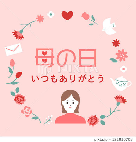 母の日の感謝のメッセージイラスト 121930709