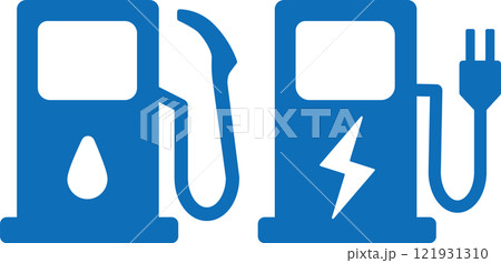 ガソリンスタンドとEV充電スタンドのアイコン 121931310