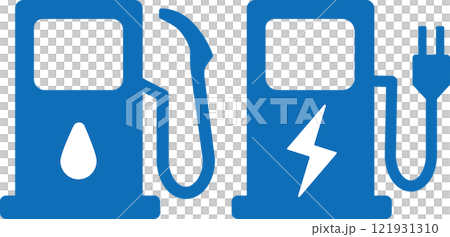 ガソリンスタンドとEV充電スタンドのアイコン 121931310