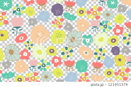 斯堪的納維亞風格花卉背景A06 各種花卉 121931374