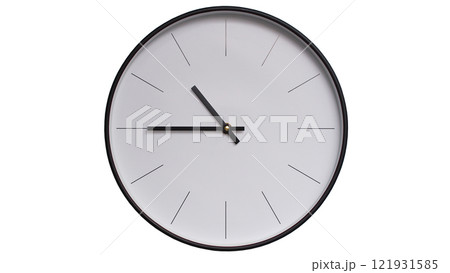 Minimalist Black and White Wall Clock on White background - Perfect for Time Management and Scheduling Concepts - 10.45/22.45 121931585