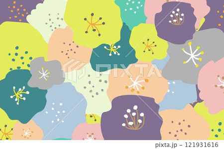 北欧風のお花の背景B03　敷き詰められた丸いお花 121931616