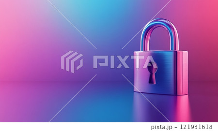 Closed padlock symbolizing security on gradient background 121931618