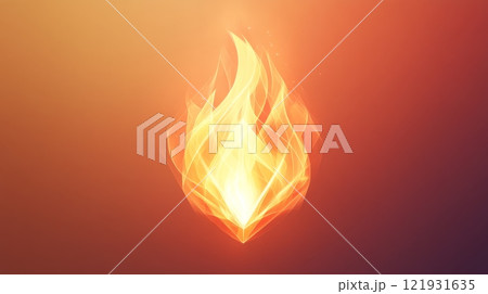 Burning low poly flame glowing on gradient background 121931635