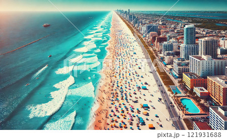 都市と海が織りなす美しい海岸線 121931688