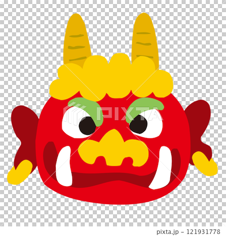 赤鬼のお面　節分　豆まき　(手描きのゆるいシンプルイラスト) 121931778