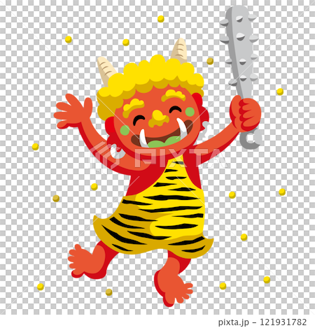 Kind Red Demon Setsubun Bean Throwing (Hand-drawn Simple Illustration) 121931782