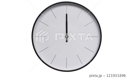 Minimalist Black and White Wall Clock on White background - Perfect for Time Management and Scheduling Concepts - 12.00/00.00/24.00 Minimalist Black and White Wall Clock on White background - Perfect for Time Management and Scheduling Concepts - 12.00/00.00/24.00 121931896