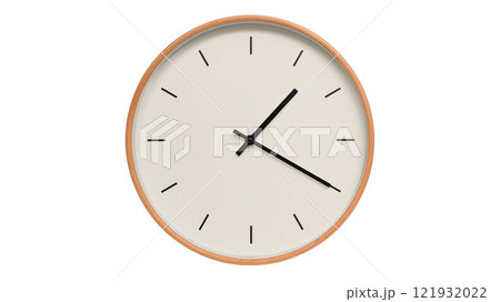 Isolated on white background Minimalist style wooden wall clock, showing time at 13.20/01.20 - Perfect for Time Management and Scheduling Concepts Isolated on white background Minimalist style wooden wall clock, showing time at 13.20/01.20 - Perfect for Time Management and Scheduling Concepts 121932022