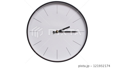 Minimalist Black and White Wall Clock on White background - Perfect for Time Management and Scheduling Concepts - 14.15/02.15 Minimalist Black and White Wall Clock on White background - Perfect for Time Management and Scheduling Concepts - 14.15/02.15 121932174