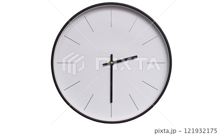 Minimalist Black and White Wall Clock on White background - Perfect for Time Management and Scheduling Concepts - 14.30/02.30 Minimalist Black and White Wall Clock on White background - Perfect for Time Management and Scheduling Concepts - 14.30/02.30 121932175