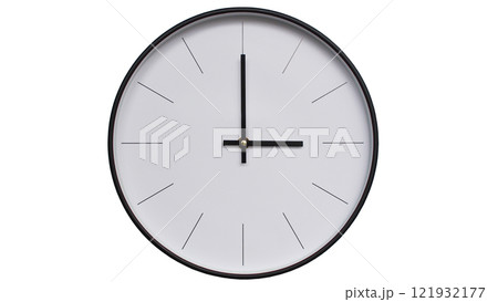 Minimalist Black and White Wall Clock on White background - Perfect for Time Management and Scheduling Concepts - 15.00/03.00 Minimalist Black and White Wall Clock on White background - Perfect for Time Management and Scheduling Concepts - 15.00/03.00 121932177