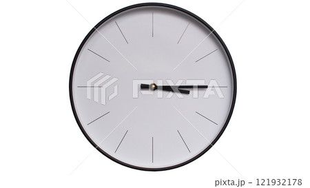 Minimalist Black and White Wall Clock on White background - Perfect for Time Management and Scheduling Concepts - 15.15/03.15 121932178