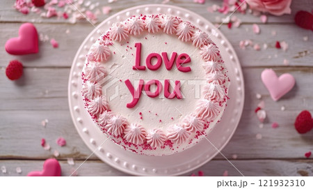 tasty decorated cake with i love you text 121932310