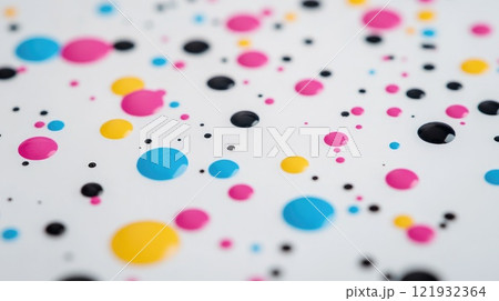 cmyk color drops on white background 121932364