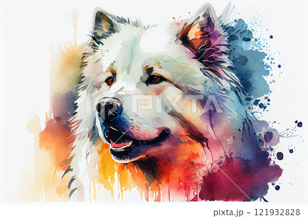 Portrait of a Samoyed dog, generative ai illustration 121932828