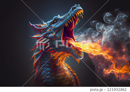 Fantasy dragon, ai illustration 121932862