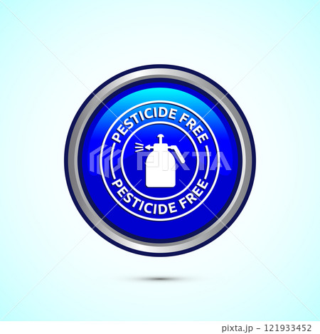 Pesticide free icon design illustration. Certified natural product sticker symbol illustration. Button design 121933452