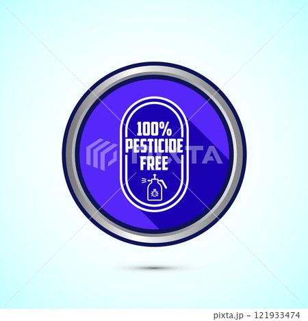Pesticide free icon design illustration. Certified natural product sticker symbol illustration. Button design 121933474