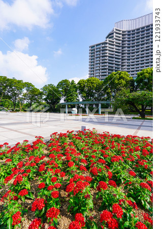 花壇の美しい晴れた朝の和田倉噴水公園（東京都千代田区） 121933743