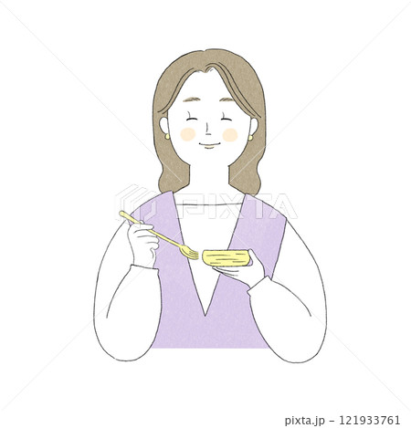 フォークを持つ女性イラスト フォークを持つ女性イラスト 121933761