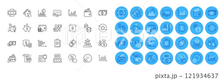 Payment card, Dollar money and Payment method line icons pack. Report statistics, Coins, Bitcoin project web icon. Loyalty points, Wallet, Debit card pictogram. Vip podium, Clipboard. Vector Payment card, Dollar money and Payment method line icons pack. Report statistics, Coins, Bitcoin project web icon. Loyalty points, Wallet, Debit card pictogram. Vip podium, Clipboard. Vector 121934637