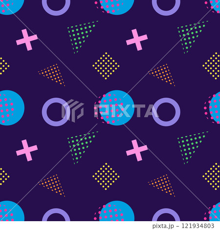 Dark Retro Geometric Seamless Pattern with Dotted Shapes Dark Retro Geometric Seamless Pattern with Dotted Shapes 121934803