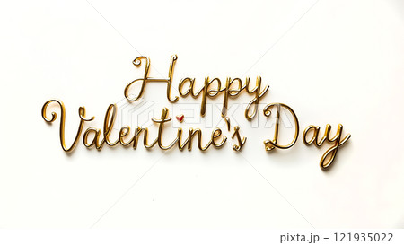 Happy Valentine's Day greeting with elegant gold lettering on a light background 121935022