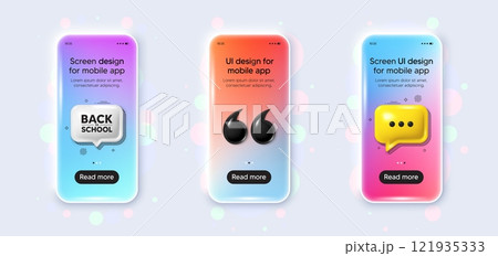 Phone 3d mockup gradient screen. Back to school tag. Education offer. End of vacation slogan. Back to school phone mockup message. 3d chat speech bubble. Yellow text box app. Vector Phone 3d mockup gradient screen. Back to school tag. Education offer. End of vacation slogan. Back to school phone mockup message. 3d chat speech bubble. Yellow text box app. Vector 121935333