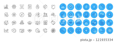 Report timer, Cloud server and Multichannel line icons pack. Time management, Recovery ssd, Vaccination schedule web icon. High thermometer, 5g wifi, Home facility pictogram. Graph chart. Vector 121935334