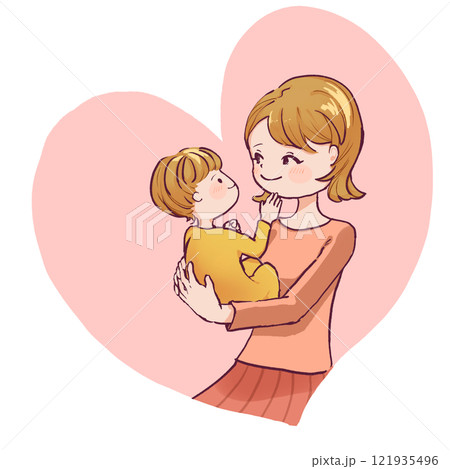 アイコンタクトしたお母さんと赤ちゃん アイコンタクトしたお母さんと赤ちゃん 121935496