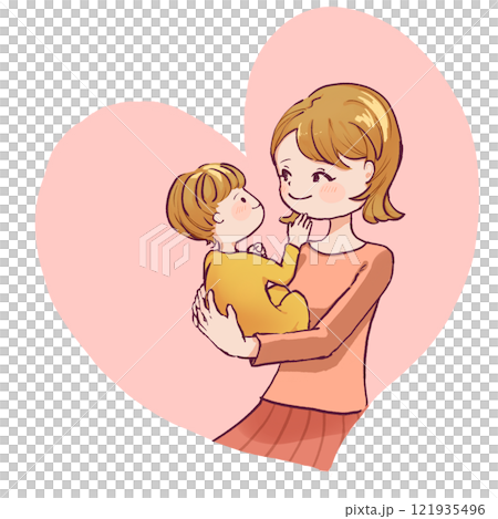 アイコンタクトしたお母さんと赤ちゃん アイコンタクトしたお母さんと赤ちゃん 121935496